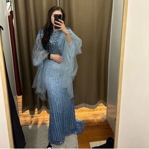 Massoud Couture Blue Evening Gown